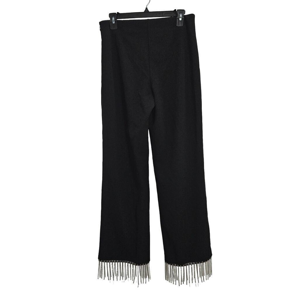 NWT! Acoa Rhinestone Fringe High Rise Black Pants. Size M.
